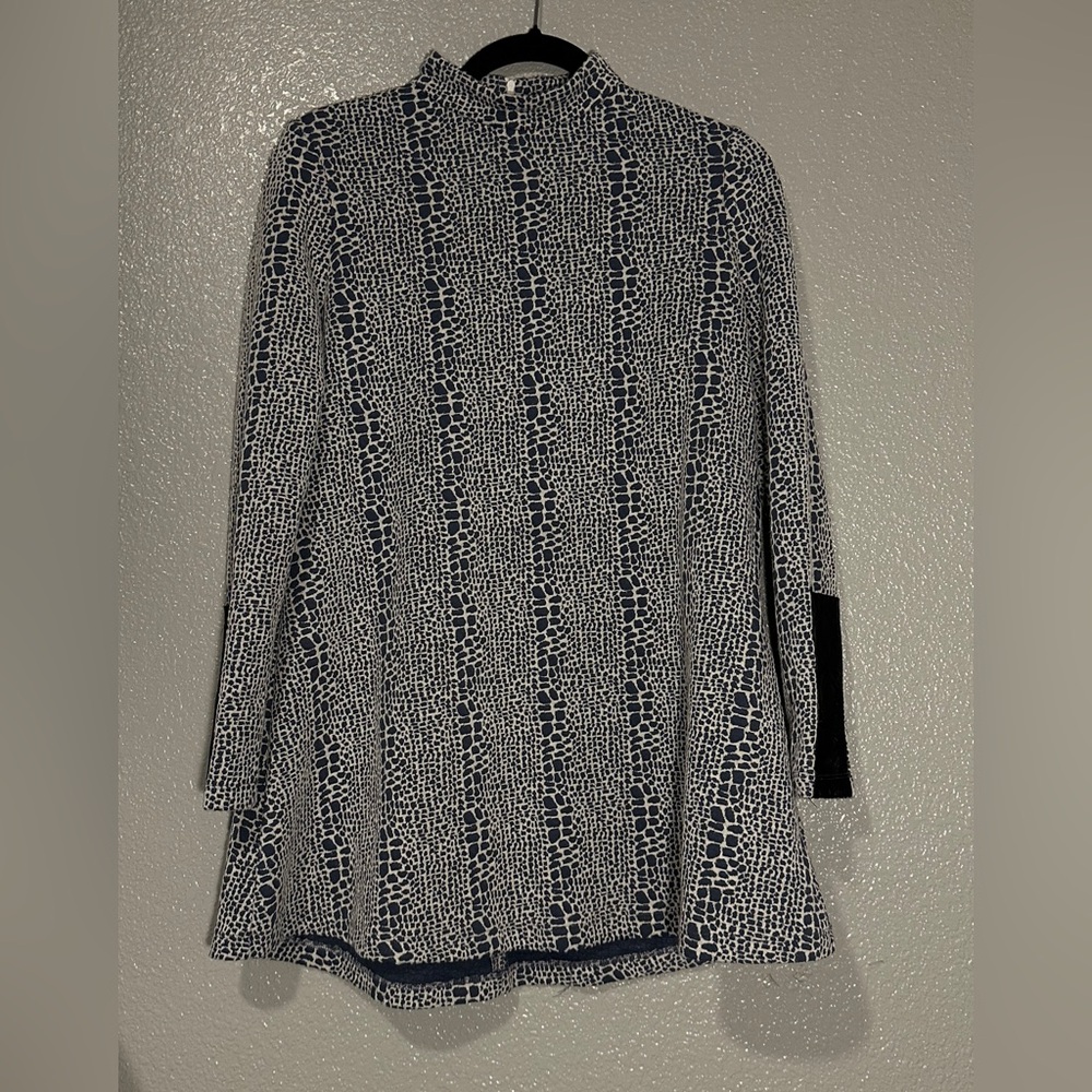 Tyler Boe Navy and White Textured Dress